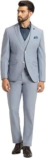 Blackberrys Men's Blue Poly-Blend Textured Slim Comfort 3-Piece Suits