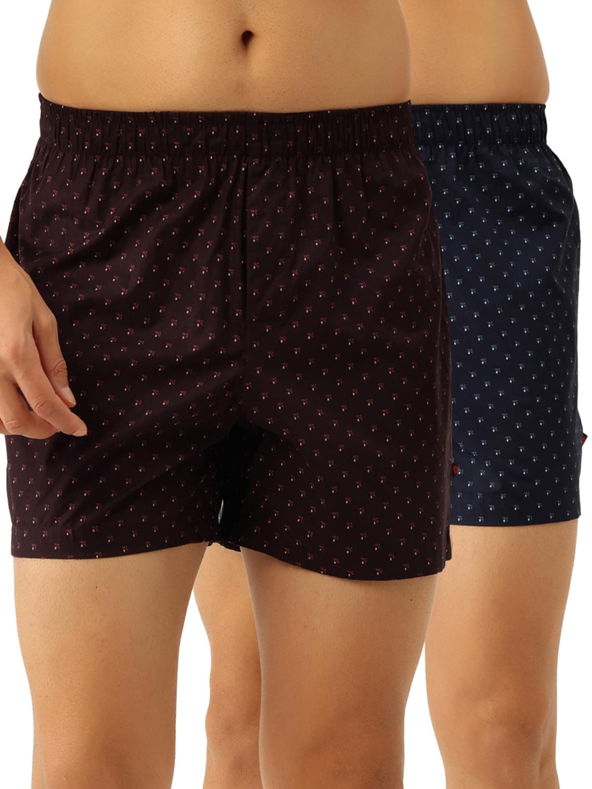 John Players Men's Cotton Printed Boxers with Soft Waistband, One Back Pocket- Pack of 2