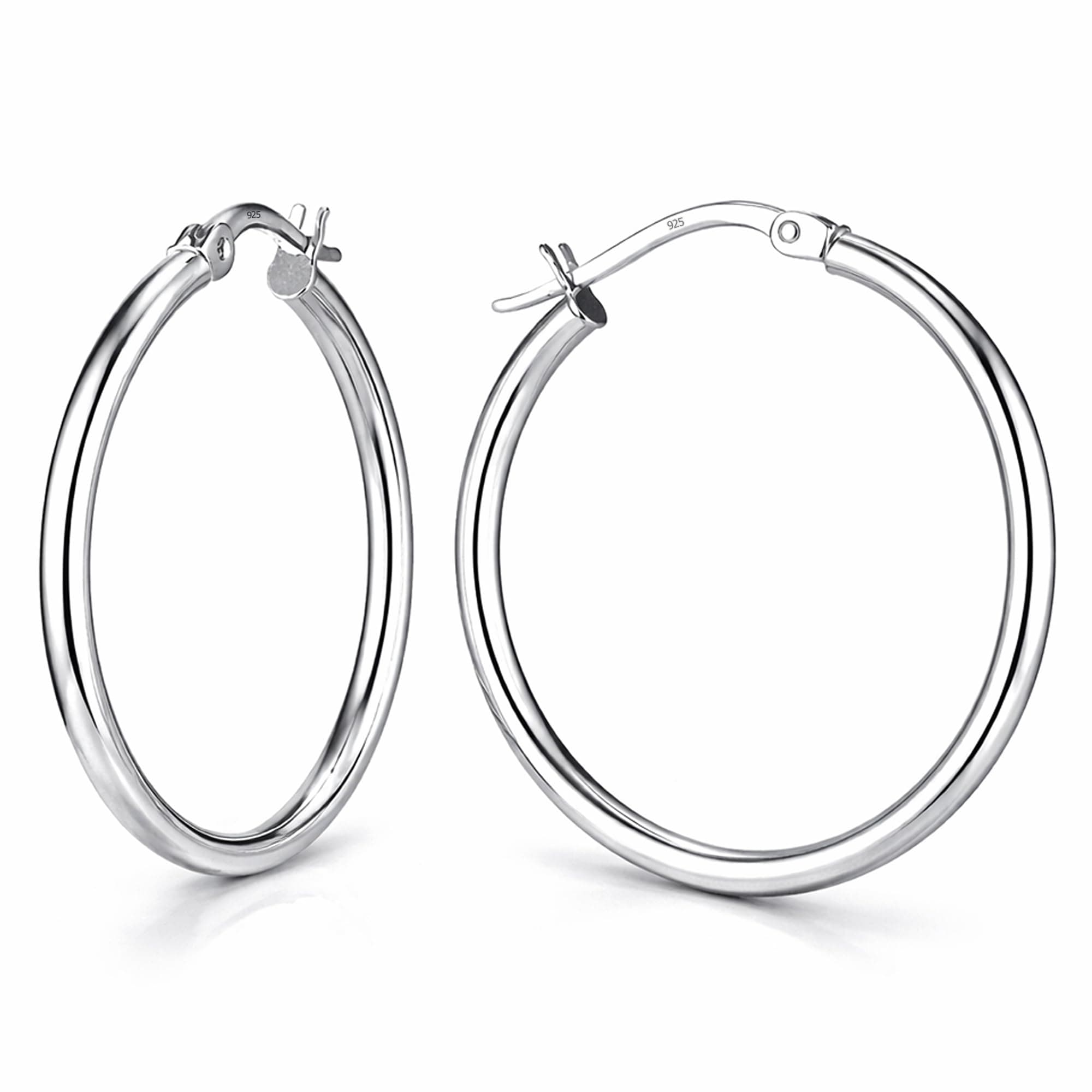 TRUESILVER 925 Sterling Silver BIS Hallmarked Classic Click Top Hoop Earrings for Women & Girls | Elegant Everyday Hoop Jewelry Collection