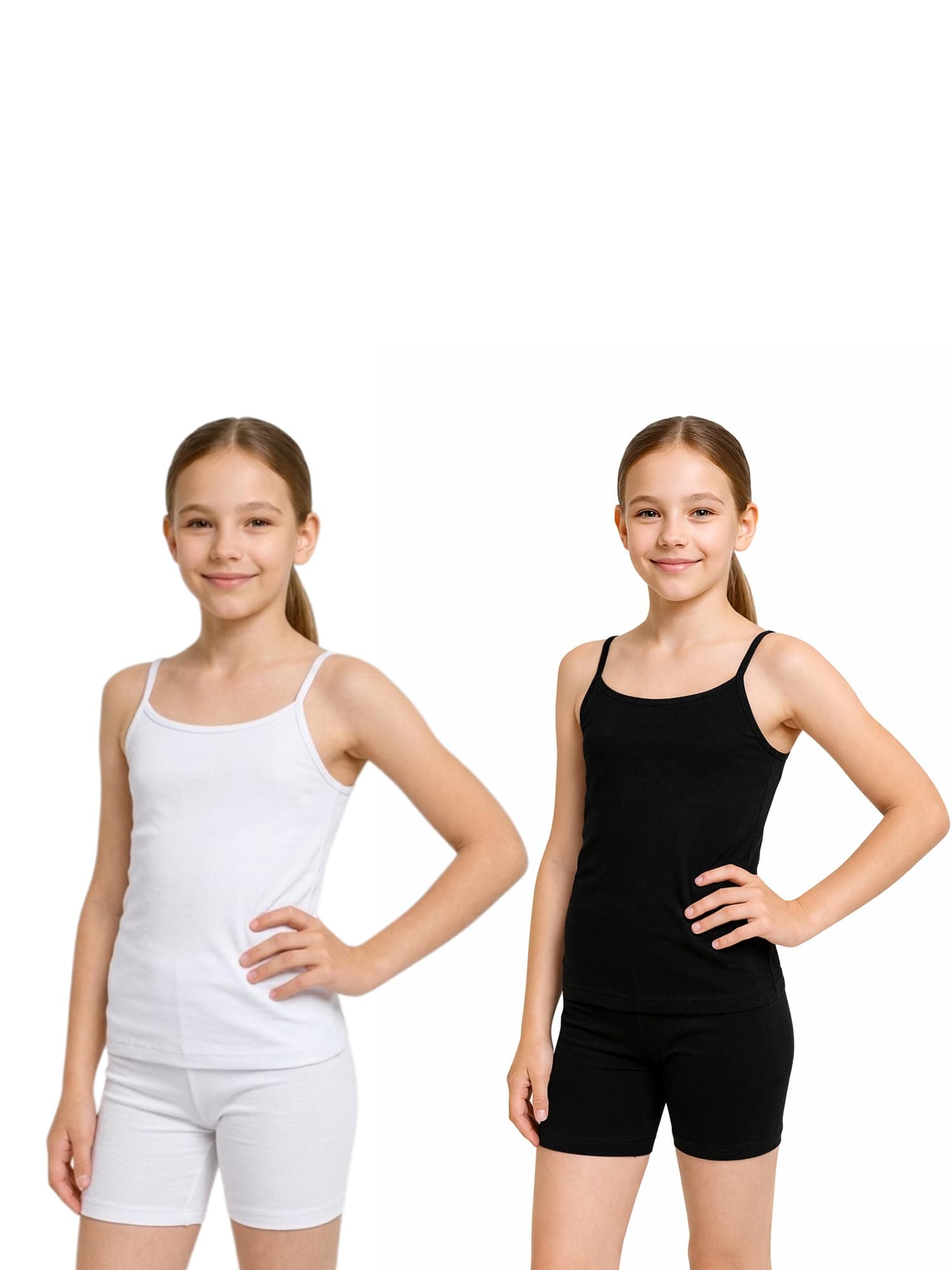 BODYCARE | Girls Beginners Camisole | Cotton Cami with Flat Padding for Nipple Coverage | Soft Stretch Fabric | Puberty Innerwear Confidence for School & Home | Pack of 2