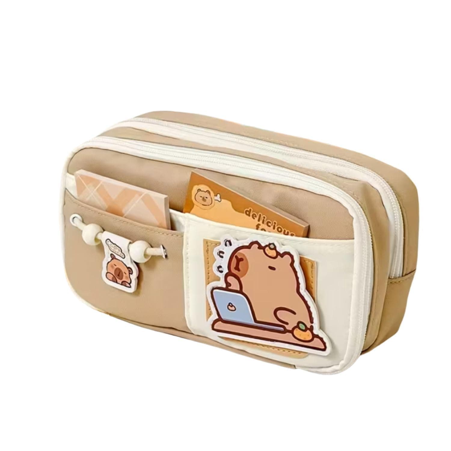 SGMVK Pencil Case for Girls & Boys, Large Capacity Pencil Pouch with 3 Layers & 6 Compartments, Multi-Compartment Pencil Box Organizer for School Kids, College Students Stationery Storage (Cute Bear)