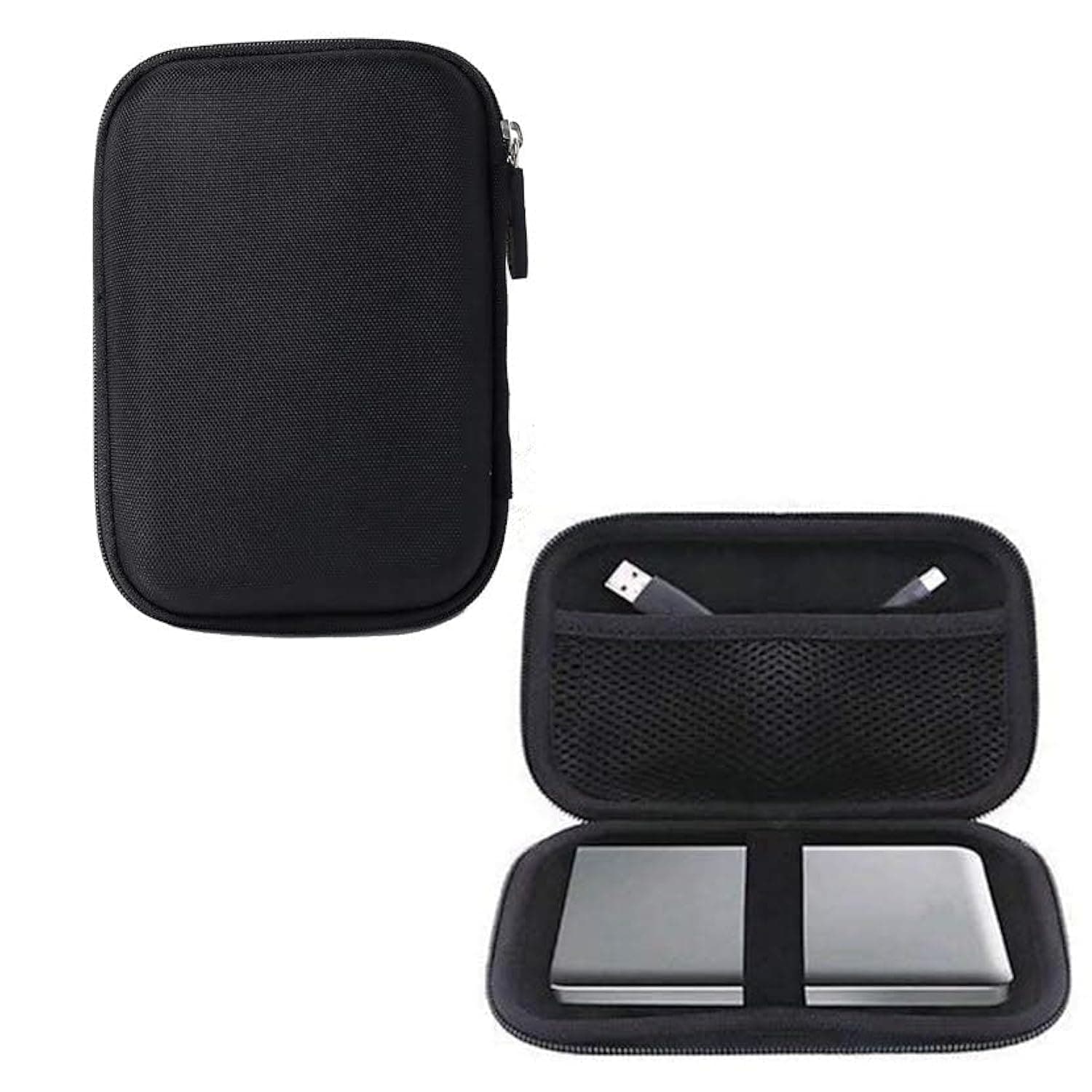GadgetBite Hard Disk Case External Printed Hard Drive Disk Enclosure Portable Carrying EVA Case Cover Pouch Casing for 2.5-Inch Hard Drive (Plain Black)