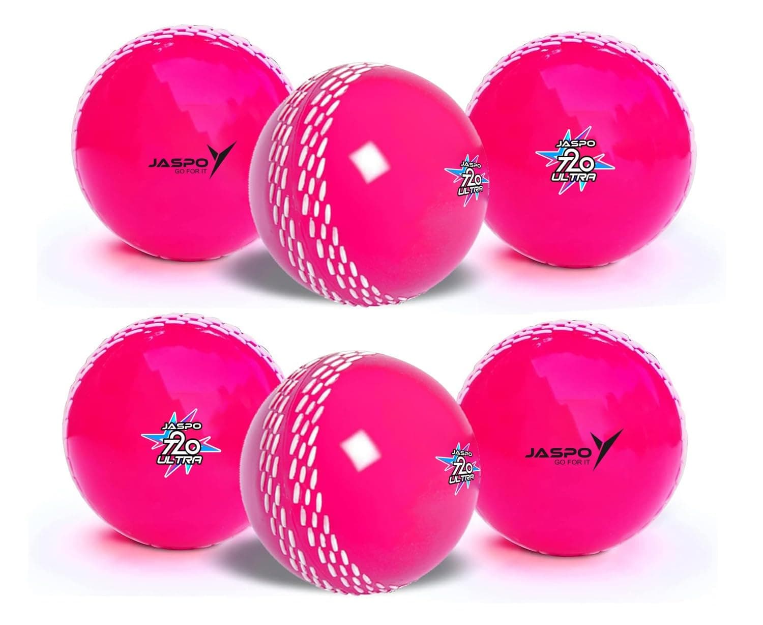 jaspo T-20 Ultra Practice Cricket Ball/Wind Balls (125-130 GMS) for - Indoor & Outdoor Street & Beach Cricket (Pack of 6) (Pink)