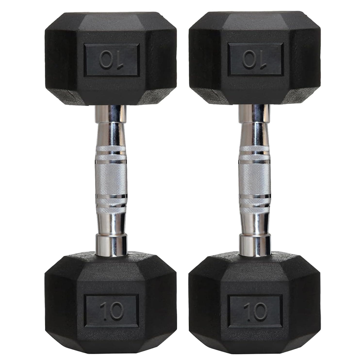 FITRXX Rubber Coated Hexa Dumbbell Set for Men & Women Professional Exercise Hex Dumbbells for Full Body Workout, Upper & Lower Body Strength Training, Home Gym Exercise. (10 kg pair), Black