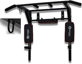 HASHTAG FITNESS Wall mount pull up bar, 3 in 1, dips station, home gym equipments, height increasing equipments for men,kids and women (Black)