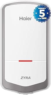 Haier ZYRA 5.5 Litre Instant Water Heater, 3000W Instant Geyser for Bathroom & Kitchen, 5-Year Tank Warranty, Rust Proof Body, Fast Heating, Advance SS Tank, Copper Heating Element, Wall Mount White