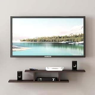 OXMIC Engineered Wood TV Entertainment Unit Set Top Box Stand | TV Cabinet for Living Room with Wall Shelf Display Rack, Wall Mounted TV Unit - Ideal for Upto Size 43 to 55 inch tv (Brown)