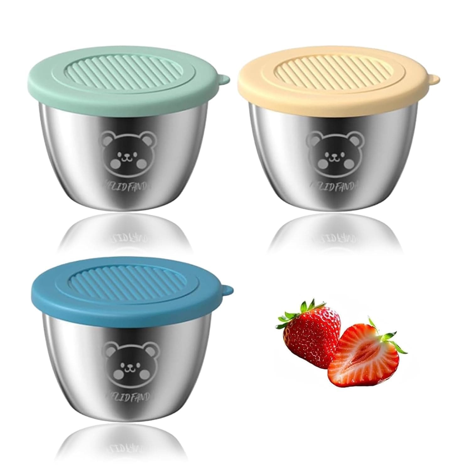 Stainless Steel Sauce Cup with Lid, Small, Silver, Leak-Proof, 50g, for Salad, Chutney, Tiffin, Lunch, Travel (04)
