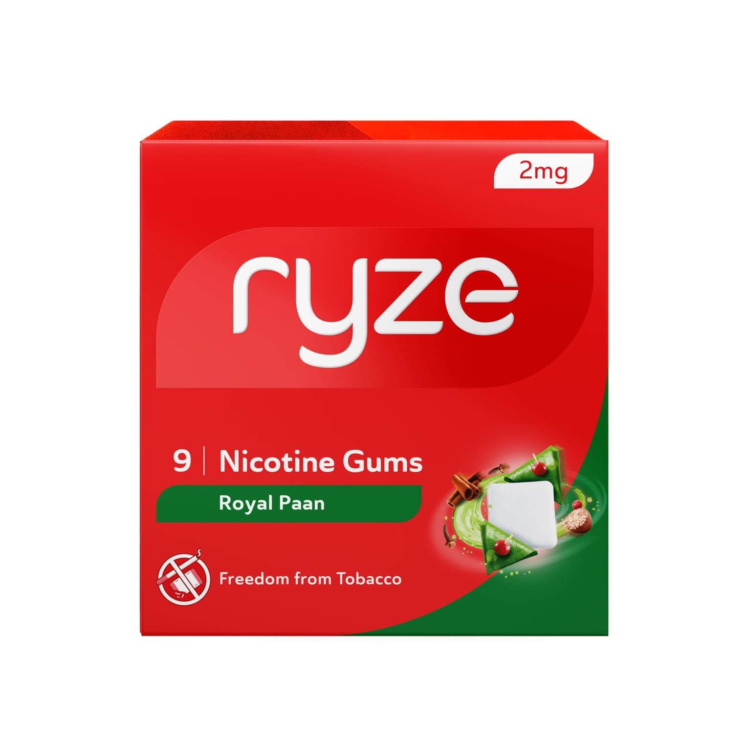 RYZE Nicotine Gum 2mg | Pack of 10 (90 gums) | Royal Paan | Freedom from Smoking & Tobacco | Easy on Throat | FDA Approved | Sugar Free | Teeth Whitening