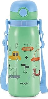 MILTON Torque 650 ISI Certified Stainless Steel Water Bottle, Leak Proof, Rust Proof, Single Walled,1 Yr Warranty, Ideal Sipper Water Bottle for School Kids Bottle, 625 ml, Aqua Green (Cars)