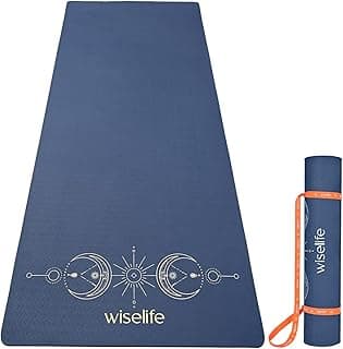 WiseLife Grande XL 6 MM TPE Yoga Mat for Men & Women | Extra Thick, Long & Wide Premium Exercise Mat with Yoga Strap | Anti-Slip & Anti-Tear Ideal for Yoga, Pilates, Home Workouts & Gym Use (Blue)