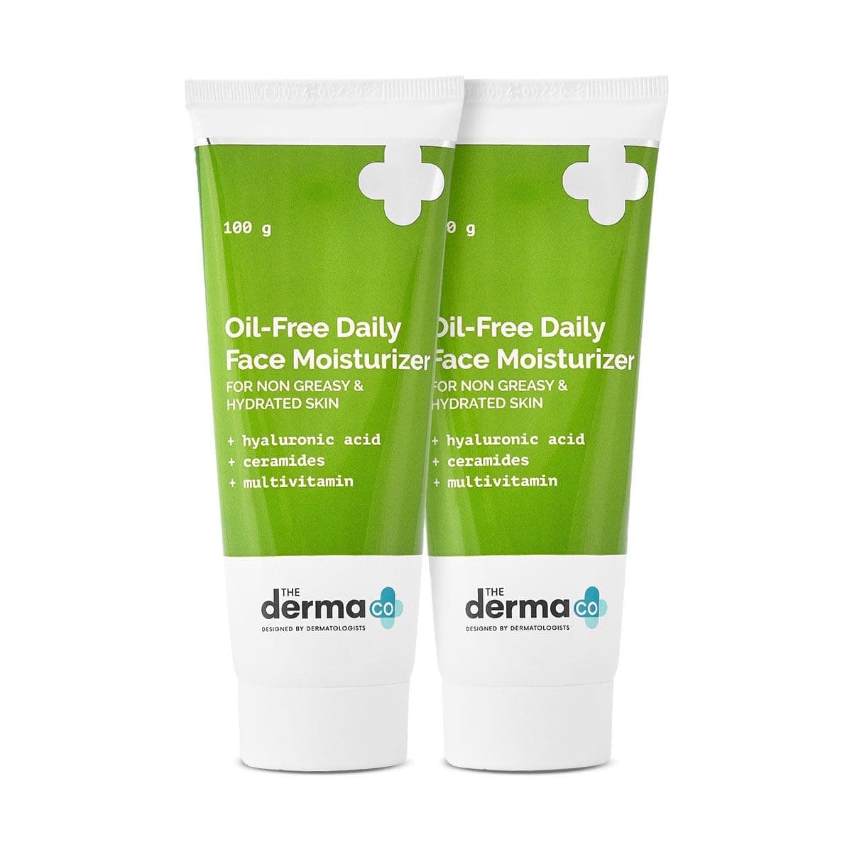 The Derma Co Oil-Free Daily Face Moisturizer With Hyaluronic Acid, Ceramides & Multivitamins for Non - Greasy & Hydrated Skin - 100g (Pack of 2)