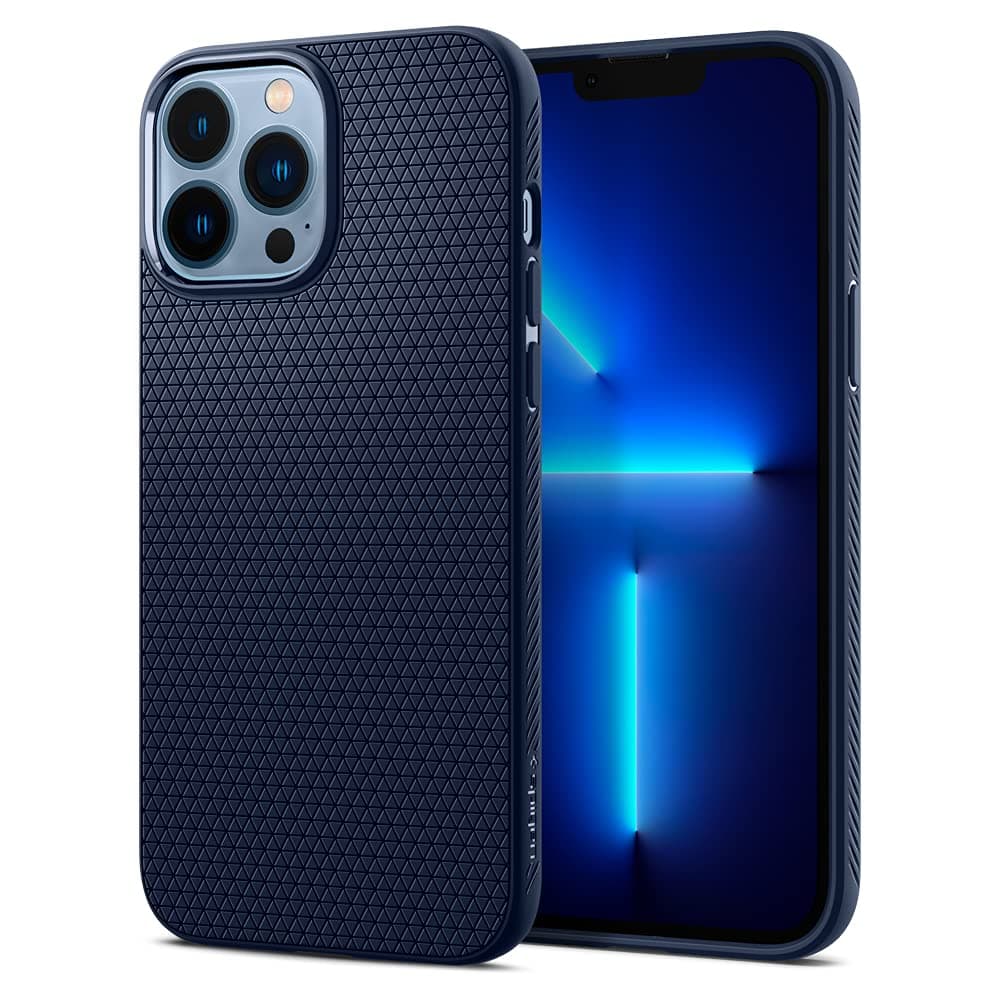 Spigen Liquid Air Back Cover Case for iPhone 13 Pro Max, Durable Protection, Air Cushion Technology - TPU | Navy Blue