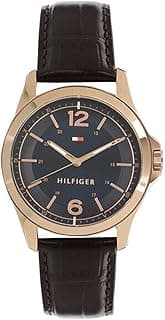 Tommy Hilfiger Table with 3 Hands Blue Dial Brown Strap Watch for Men - NTTH1791451W