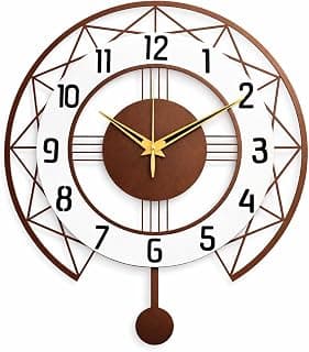 Metal Wall Clock for Living Room Stylish | Fancy Large Wall Clocks for Office, Bedroom, Drawing Room & Kitchen | Luxury Sweep and Silent Wall Watch for Home Decoration (Copper 40Cm)