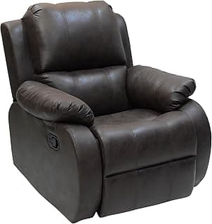 The Couch Cell One Seater Recliner Chair | Brown Leatherette Upholstered Recliner | Manual Single Seater Recliner | Comfortable Recliner for Living Room Bedroom Home Seating