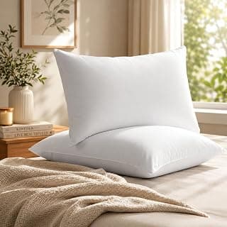 Welspun Dream Nest Microfiber Plain White Pillows Set 2 | 16" x 24" Inches | Super Soft, Breathable & Adjustable Bed Pillows for Sleeping | 90 GSM – White Pillow Set of 2 (40cm x 60cm)