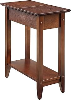 3-Tier End Table/Side Table/Nightstand with Wood Poles – Indian Sheesham/Mahogany Finish, – Modern Storage Accent for Living Room, Bedroom, or Bedside (Modern)