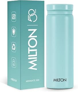 MILTON Minimate 300 Thermosteel Water Bottle, 280ml | ISI Certified, SS304 Stainless Steel | Vacuum Insulated Flask, Hot & Cold, Leak-Proof, Compact for Office, Gym, Travel | Blue
