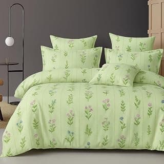 BSB HOME 300 TC Microfiber XXL Soft Cotton Super King Size Bedsheet for Double Bed, King Size 108 Inches X 108 Inches, 9 Feet, 275 X 275 cm with 2 Large Size Pillow Covers - Pastel Pistachio Green