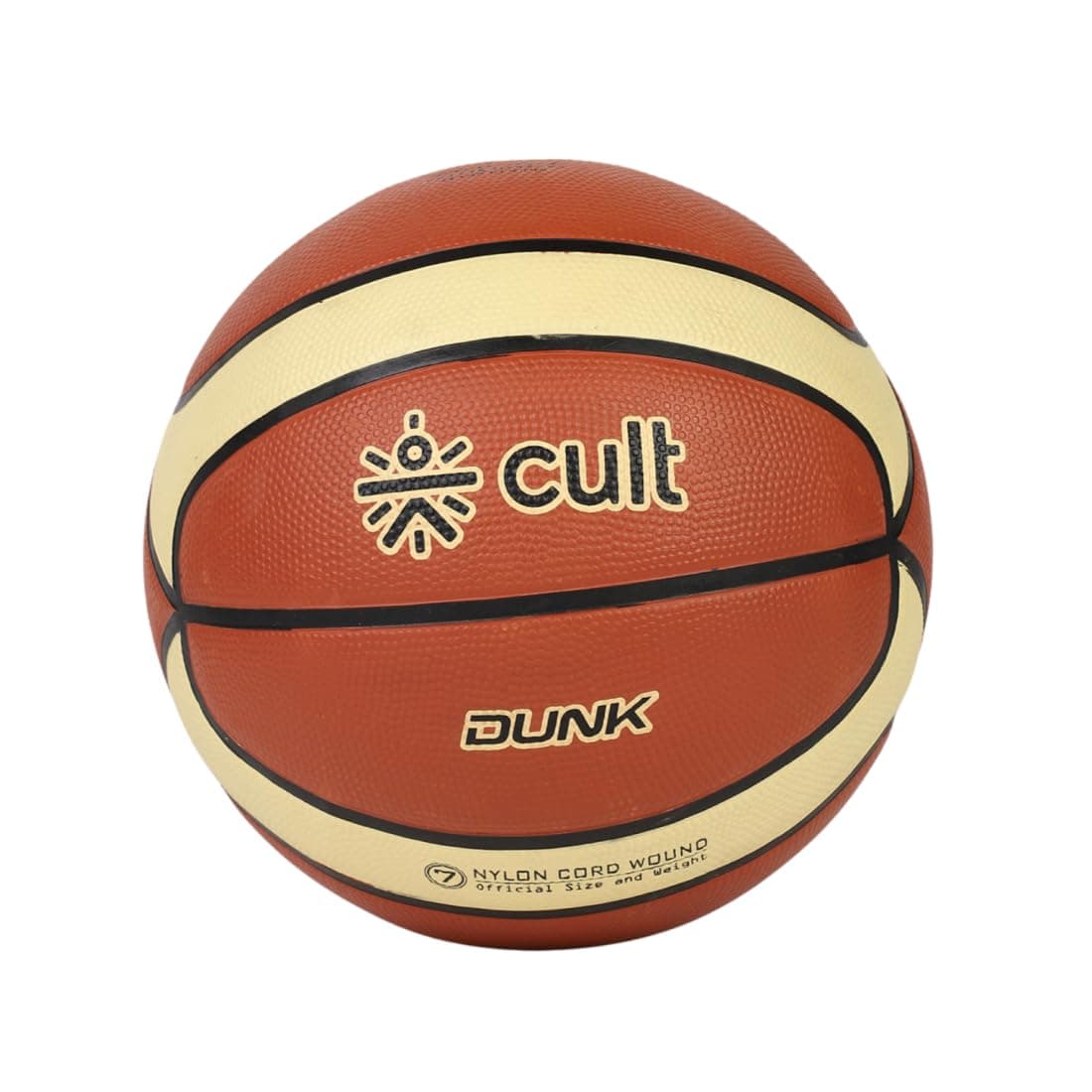 CULT Premium Dunk Basketball Size 7 – Official Match Ball for Indoor & Outdoor Play Durable Rubber Build, Deep Channel Grip & Consistent Bounce – Brown Cream