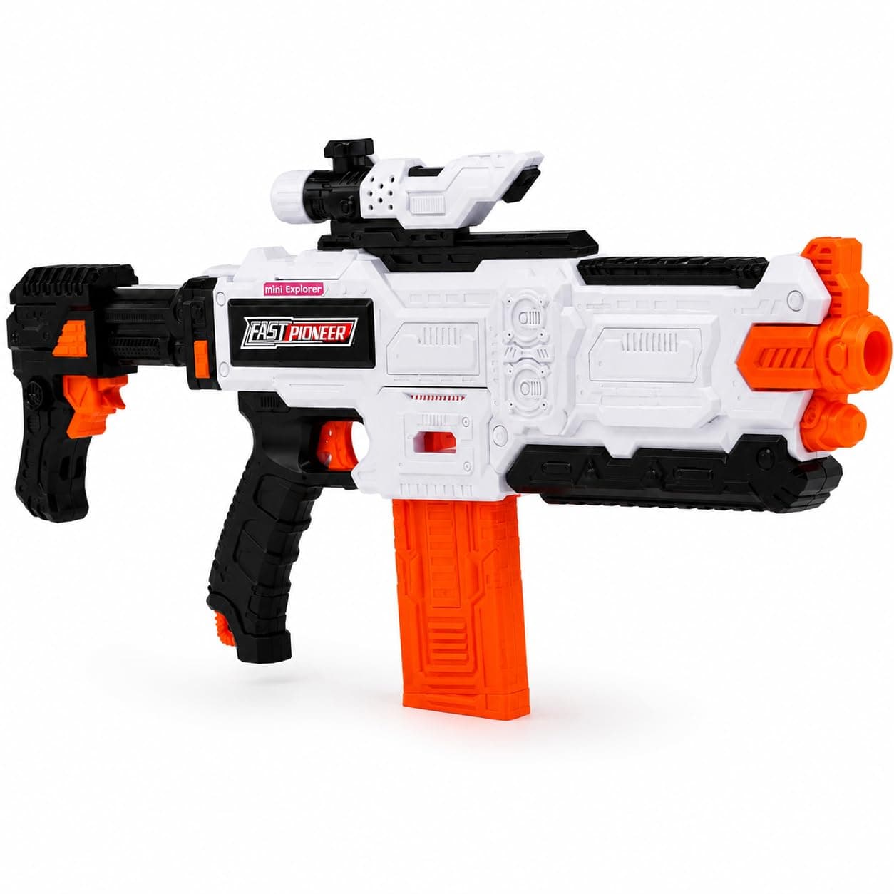 MiniExplorer Automatic Alfa Striker Dart Blaster Toy Gun for Kids, Electronic Foam Dart Blaster with 20 Darts, Removable Stock & Barrel, Outdoor Action Toy for Boys & Girls Age 8+