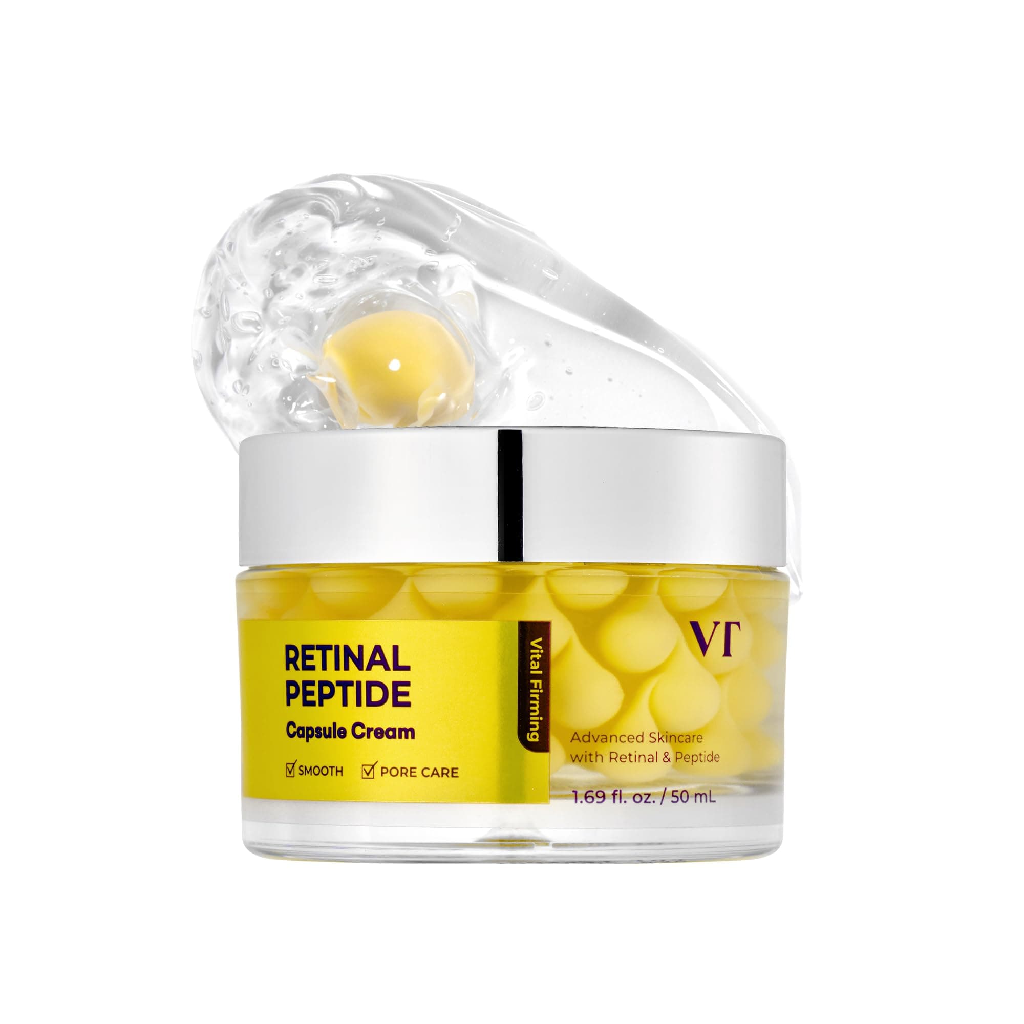 VT COSMETICS Retinal Peptide Capsule Cream, – 3-in-1 Firming Moisturizer with Retinal (Vitamin A), 9 Peptides & Niacinamide | Wrinkle, Pore & Hydration Care | Korean Skin Care