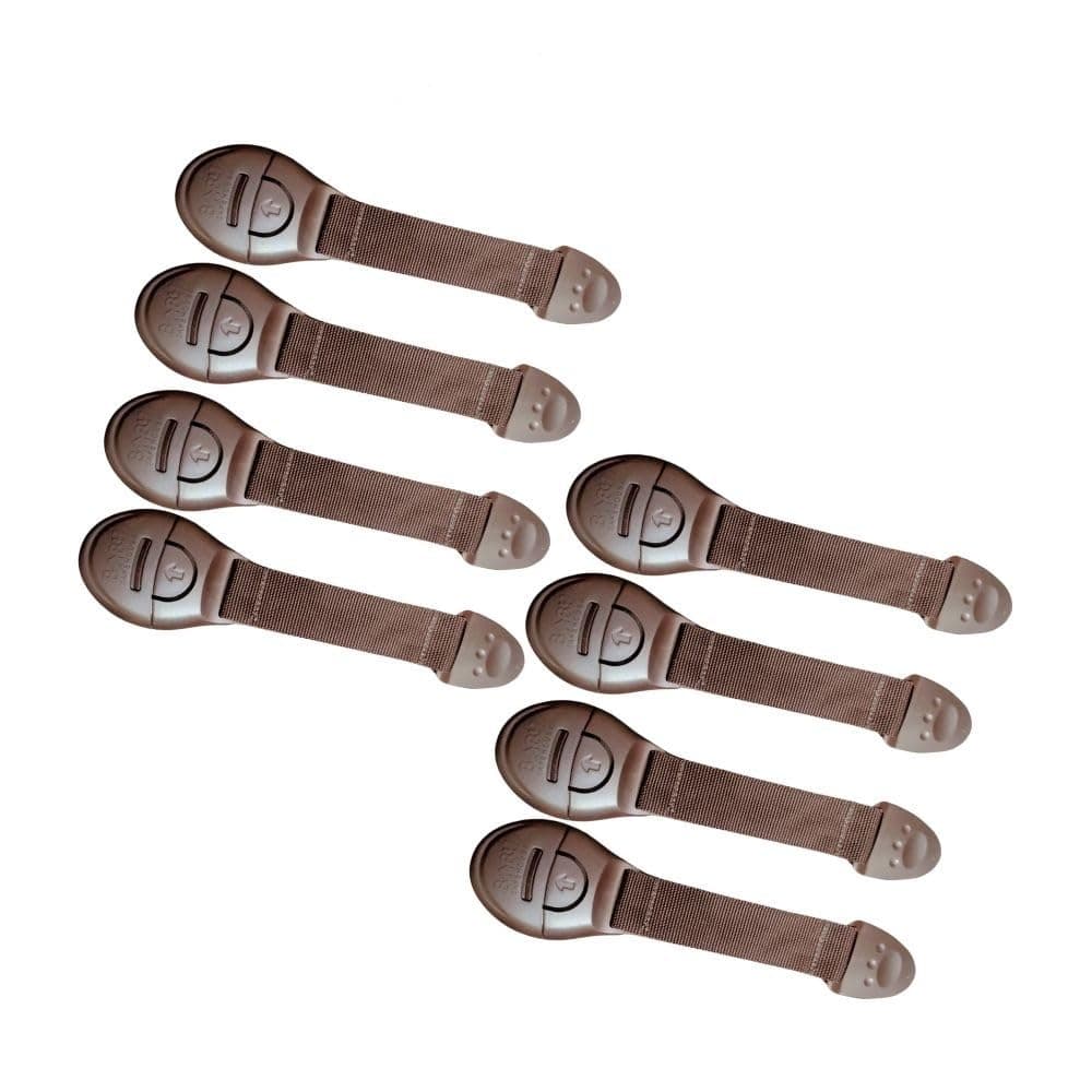 BabySafeHouse Safety Lock for Cabinet, Drawer, Fridge, Cupboard for Child & Infant Safety, Furniture Latch with 3M Adhesive (Pack of 8) (Brown)