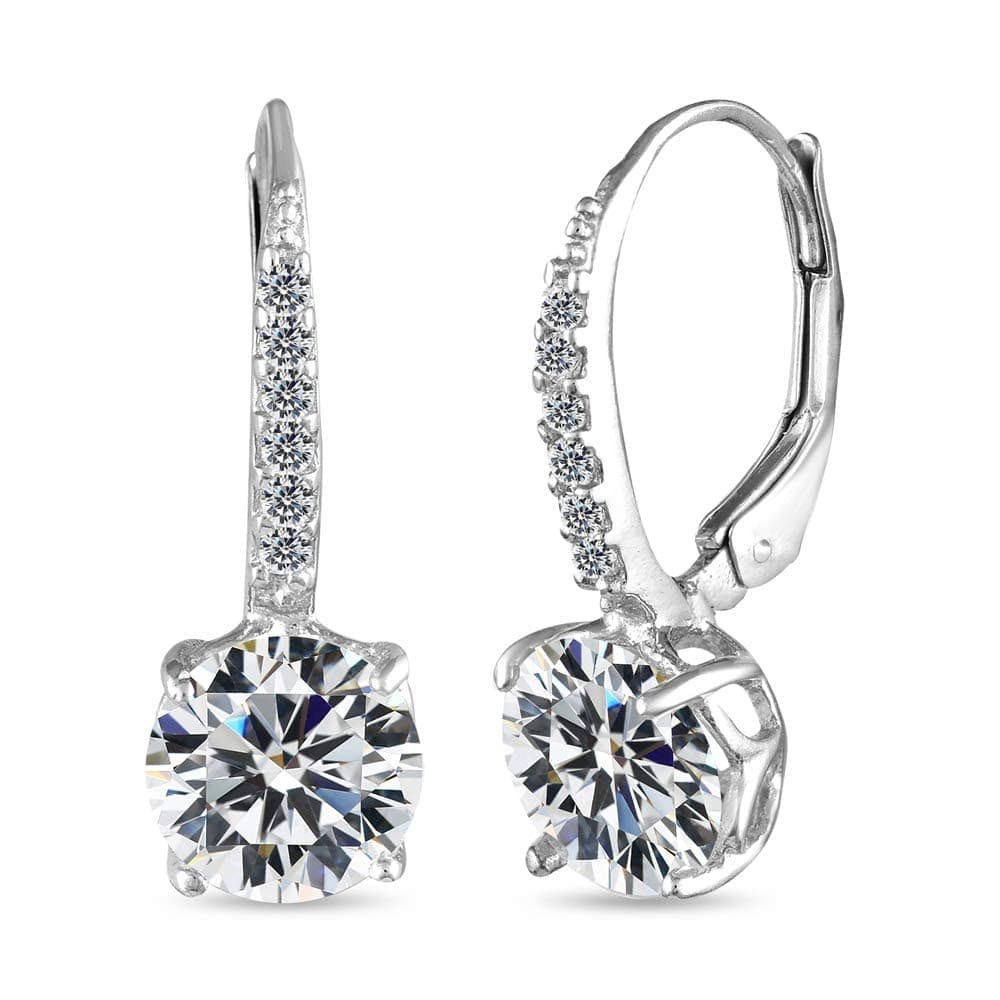 LeCalla 925 Sterling Silver BIS Hallmarked Cubic Zirconia Drop Dangle Leverback Earrings for Women and Girls