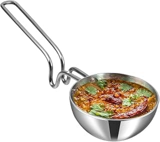 Vinod Triply Stainless Steel Tadka Pan Jumbo – 400 ml (12.5 cm) | Balanced Handle Design | Vagar Pan for Spice Tempering & Seasoning | Induction & Gas Stove Compatible | 5 Year Warranty