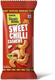 Tata Simply Better Thai Style Sweet Chilli Cashews, 23g (Single Serve), Rich in Protein, Delicious Kaju Nuts, Party Snack, Ready To Eat Snack, No Palm Oil, No Trans Fat