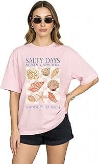 JUNEBERRY Women’s Oversized Graphic T-Shirt Soft Cotton, Relaxed Fit Casual Streetwear Tee, Trendy Baggy Style, Comfortable Everyday Wear (Sizes S–2XL)