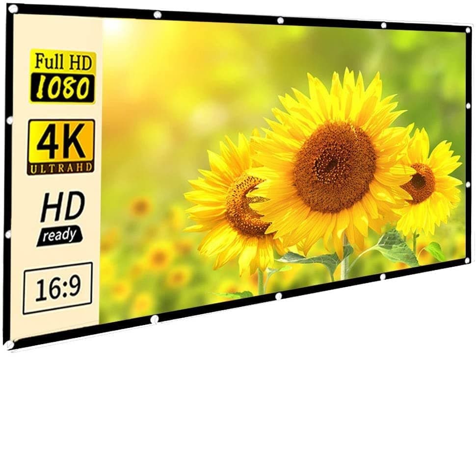 Royality® Eyelet Projector Screen 70 Inch Diagonal, 155 CM W x 87 CM H, 16:9 Aspect Ratio 1.2 Gain Matte White Screen, Full HD 1080P, UHD, 3D, 4K & 8K Ready