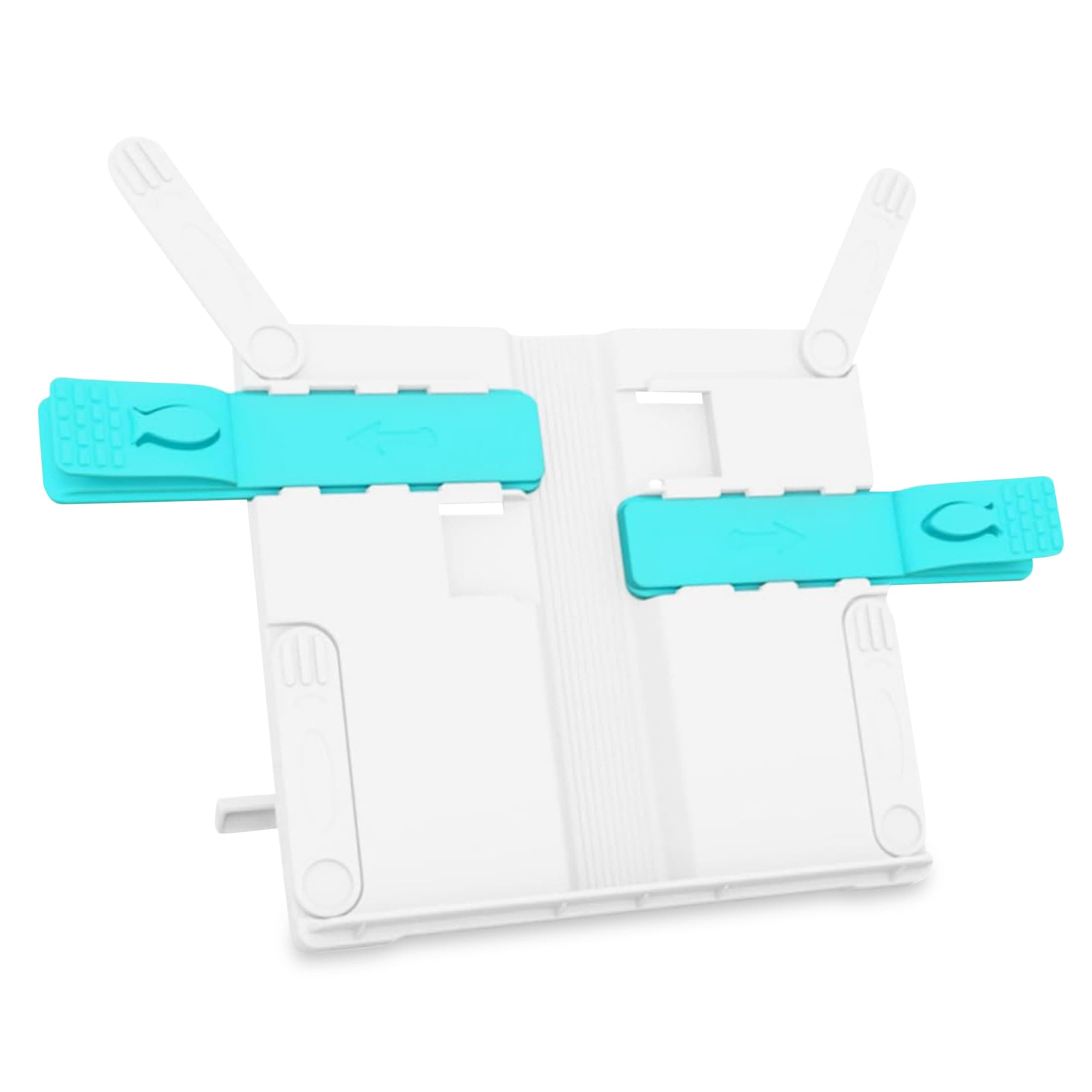 GLUN® Reading Stand White Colour, Pack of 1 Book Display Stand, Adjustable Width & Height with Both Side Page Clips, Foldable Book Stand