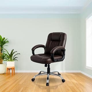 activa Ergonomic Office Chair with Premium Leatherette & Padded Seat | Adjustable Height | Desk Chair for Work/Study | Chairs for Workstations (Galaxy, Coffee)