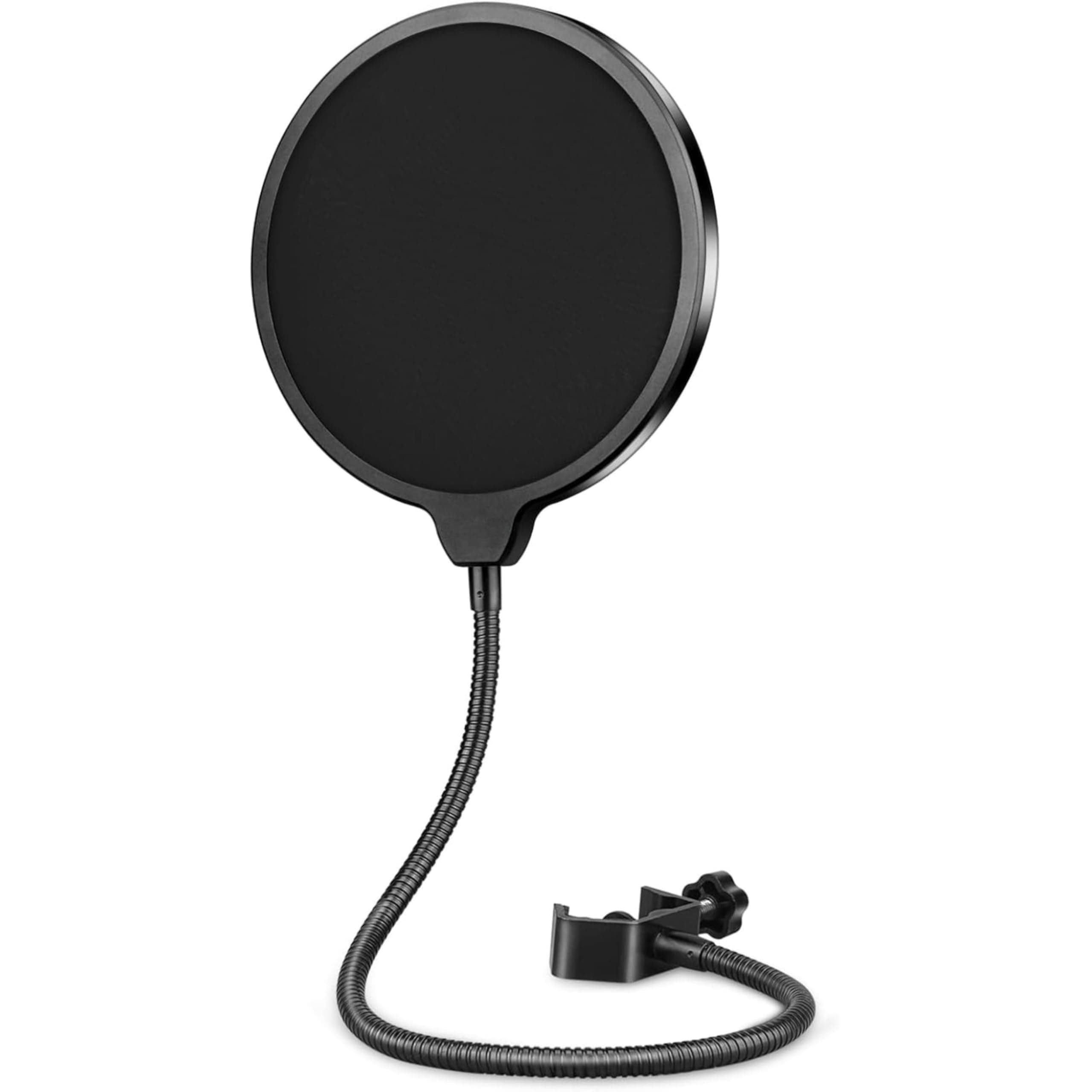 TECHBLAZE Pop Filter for Condenser Microphones — Double Layer Screen, 360° Flexible Gooseneck, Podcast & Studio Use