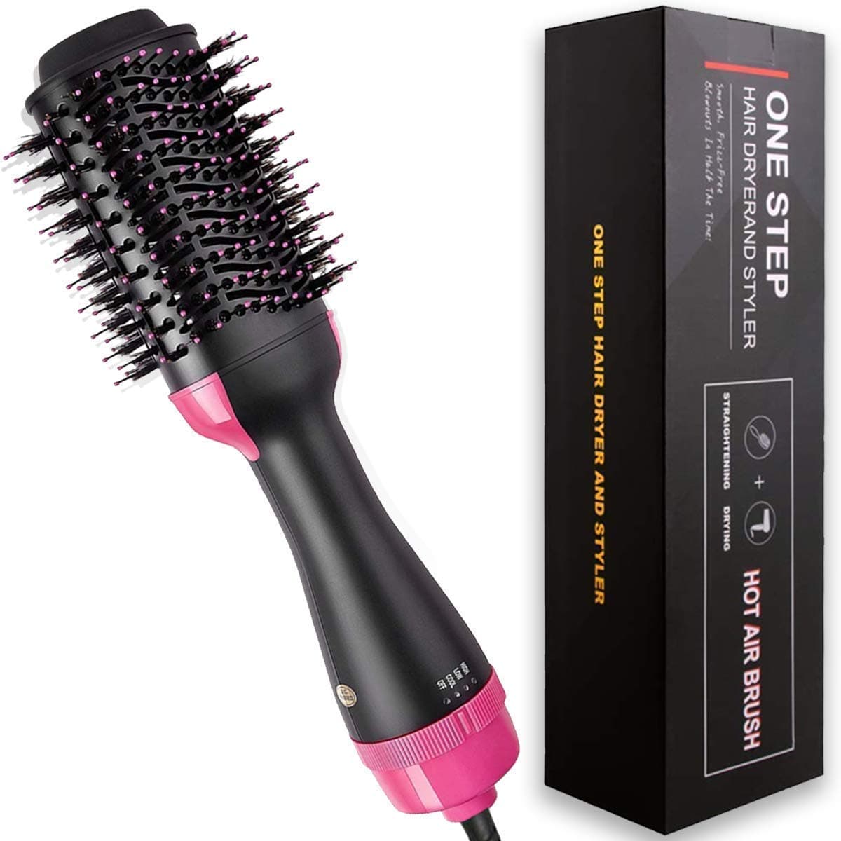 Hot Air Hair Styler Brush – One‑Step Hair Dryer, Volumizer, Straightener & Curler with Negative‑Ion Ceramic Barrel (1000W)