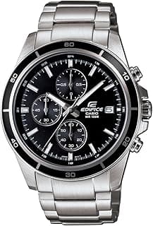 Casio Edifice EFR-526D-1AVUDF Black Analog Dial Silver Stainless Steel Band Men's Watch Solid Band Stop-Watch EX093