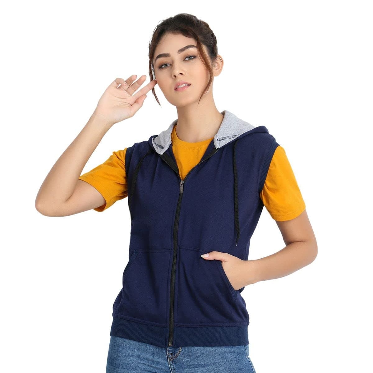 Amazon Brand - Nora Nico Women's Fleece Sleeveless Sweatshirt Hoodie