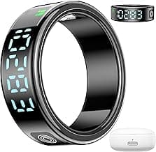 2025 Health Tracker Smart Ring for Men and Women, Sleep Tracker, Exercise Health, Heart Rate, Blood Oxygen Monitor LED Display, IP68 Waterproof.No Subscription fee for iOS (Ring SIZE-10)