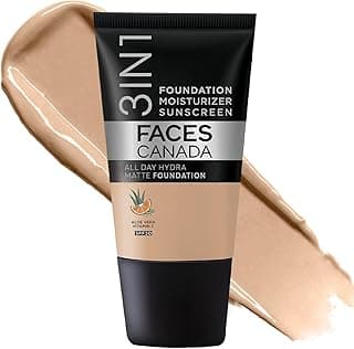 FACESCANADA Cream All Day Hydra Matte Foundation - Mini|3in1 Foundation + Moisturizer + SPF 30|24 HR Aloe Hydration & Vitamin C| 10HR Wear | Medium to High Buildable Coverage | Medium Natural (18 ml)