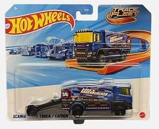 Hot Wheels Track Fleet - Scania Rally Truck Hauler - 1:64 Scale Diecast Toy Vehicle