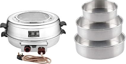 BAJAJ VACCO Round Baking Grilling Auto Oven Silver - 15 Inches, 1000 Watt | Combo With Cake Moulds For Baking and Grilling | (COM-01)