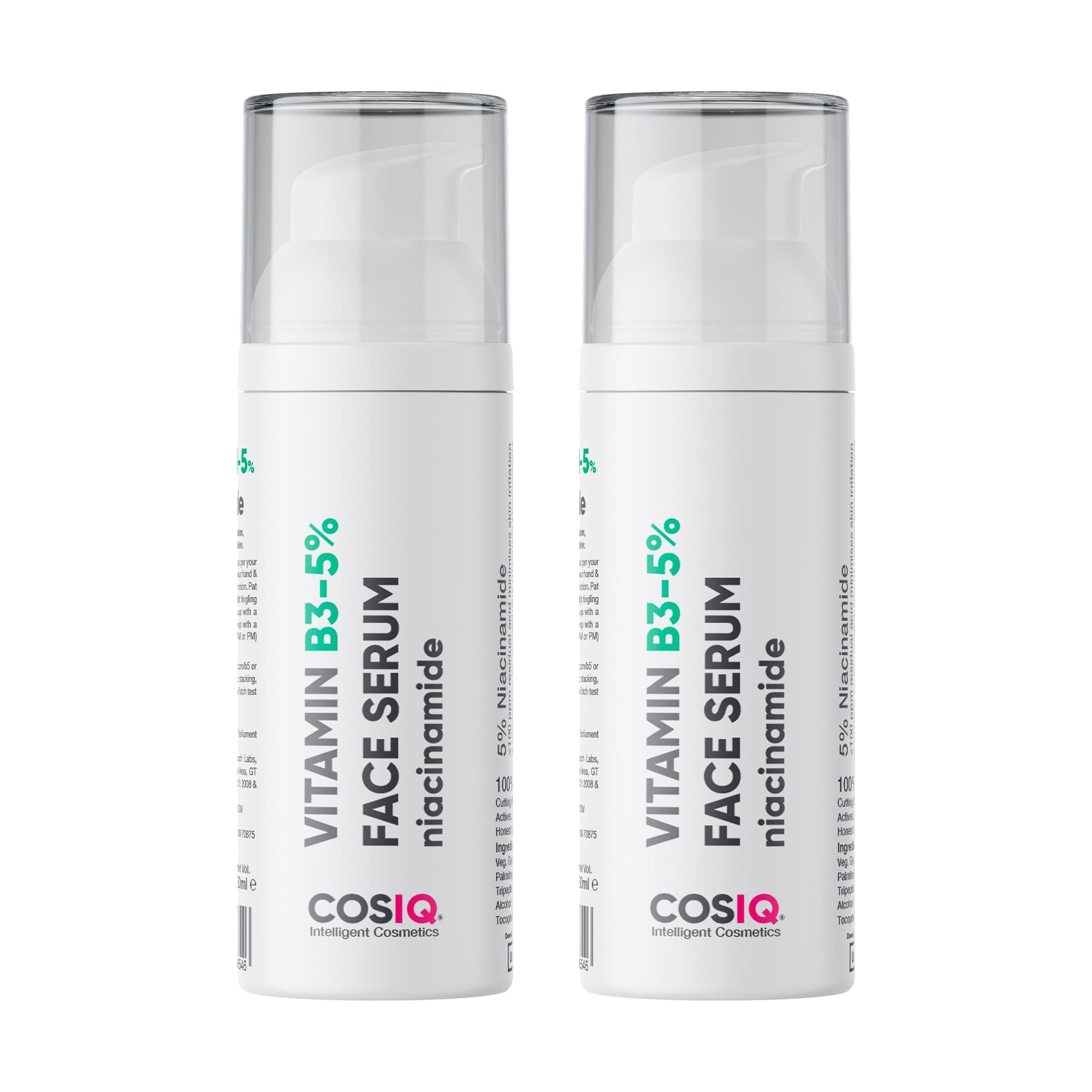 Cos-IQ 5% Niacinamide Face Serum for Clear, Glowing Skin, 30ml Pack of 2 | Beginner-Friendly, Fades Marks, Non-Comedogenic, Minimizes Pores for All Skin Types, 2-Month Supply