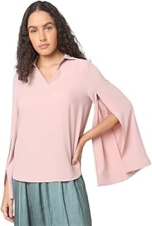 VERO MODA Women's Polyester Solid Regular Fit T-Shirt