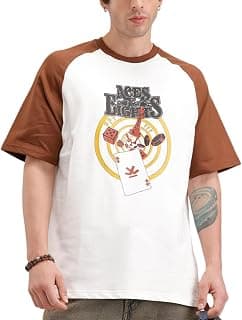WROGN Men's 240 GSM Pure Cotton Terry T-Shirt | Aces & Eights Graphic Print | Oversized Raglan Fit