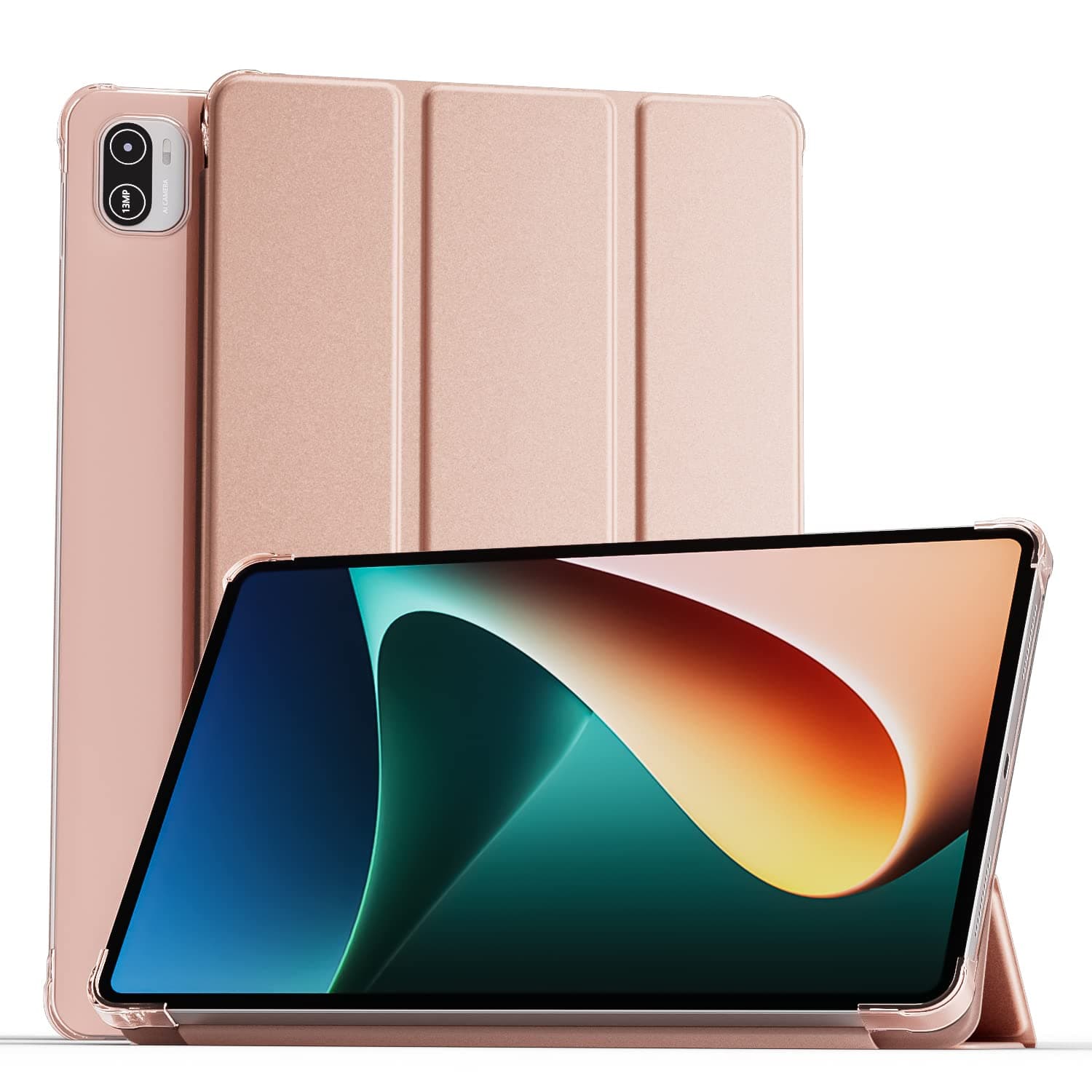 MOCA Translucent Back Flip Case for Xiaomi Pad 5 / Pad 5 Pro 11 Folio Flip Cover Protective Slim Case for Xiaomi Mi Pad 5 /Pad 5 Pro 11" (Rose Gold)