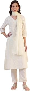 W for Woman Embroidered Lace Cotton Blend Straight Kurta & Straight pant Set