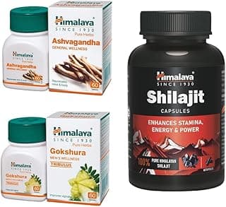 Himalaya Energy And Vitality Booster Trio | Ashvagandha, Shilajit & Gokshura Combo | Enhances Stamina, Energy& Vigour | Pack Of 3 | 60 Capsules Each