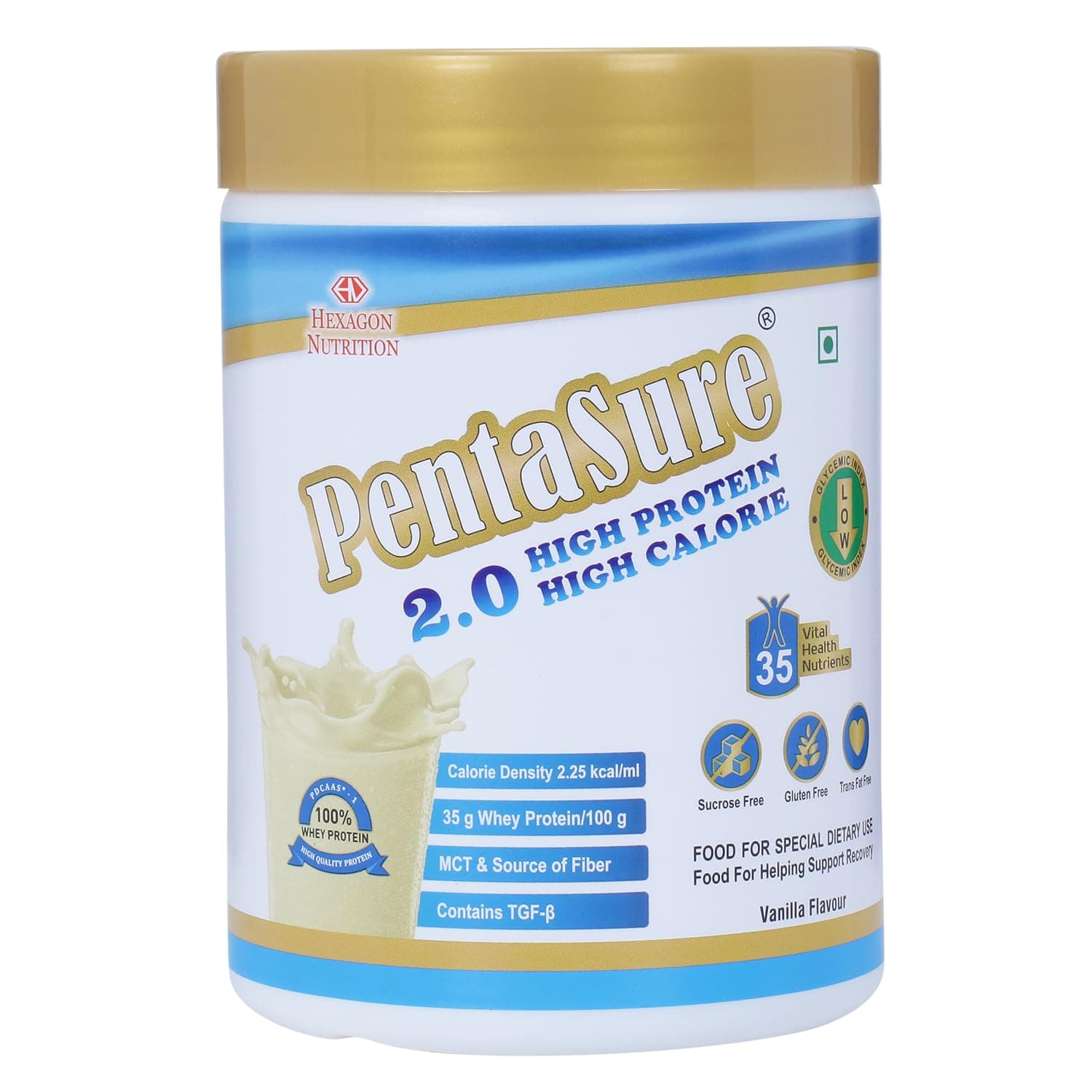 PENTASURE 2.0 High Protein High Calorie | Lean Mass Gainer Powder | Weight Gain Supplement with Vitamin & Mineral | Vanilla flavor - 1Kg | 34.7g Protein per 100g